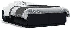 Πλαίσιο Κρεβατιού με LED Μαύρο140x190εκ.Επεξεργασμένο Ξύλο - Μαύρο