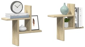 vidaXL Ραφιέρες Τοίχου 2 τεμ. Sonoma Δρυς 38x12x38 εκ. από Επεξ. Ξύλο