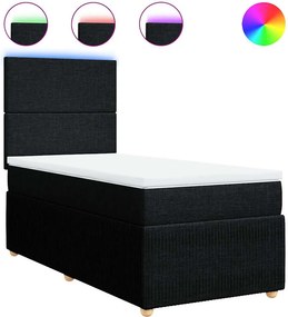 vidaXL Κρεβάτι Boxspring με Στρώμα Μαύρο 90x200 εκ. Υφασμάτινο
