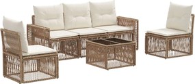 vidaXL Σετ Καναπέ Κήπου 6 pcs Μπεζ και Κρέμ συνθετικό ρατάν