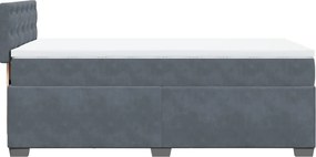 vidaXL Κρεβάτι Boxspring με Στρώμα Σκούρο Γκρι Single Βελούδινο