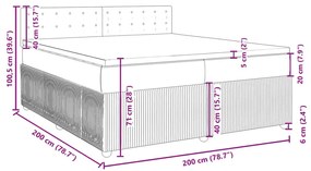 Κρεβάτι Boxspring με Στρώμα Σκούρο Γκρι 200x200 εκ. Βελούδινο - Γκρι