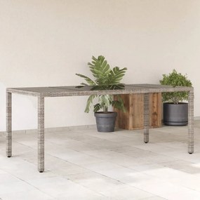 Τραπέζι Κήπου με Γυάλινη Επιφάνεια Γκρι 190x90x75 εκ Ρατάν