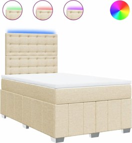 vidaXL Κρεβάτι Boxspring με Στρώμα Κρεμ 120x190 εκ. Υφασμάτινο