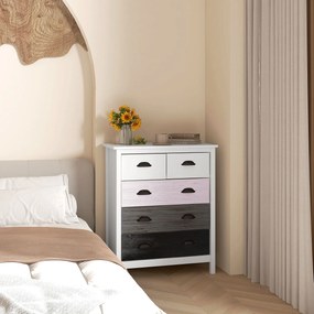 HOMCOM Έπιπλο μπουφέ, Συρταριέρα, 5 συρτάρια, βαμμένη επιφάνεια, MDF &amp; ξύλο πεύκου, 70 x 38 x 85 cm, Λευκό