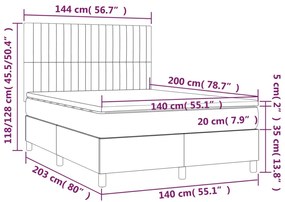 vidaXL Κρεβάτι Boxspring με Στρώμα Σκούρο Γκρι 140x200 εκ Υφασμάτινο