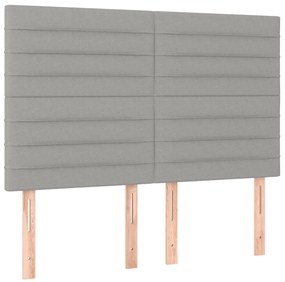 vidaXL Κρεβάτι Boxspring με Στρώμα &amp; LED Αν.Γκρι 140x190εκ. Υφασμάτινο