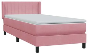 vidaXL Κρεβάτι Boxspring με Στρώμα Ροζ 100x210 εκ. Βελούδινο