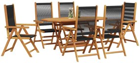 vidaXL Σέτ φαγητού για κήπο 7 pcs Μαύρο
