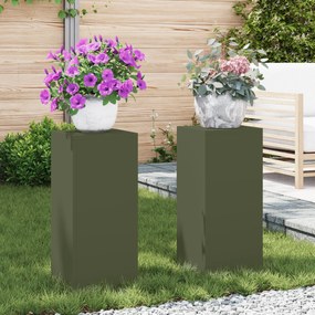 vidaXL Εξωτερικές Βάσεις Φυτών Στήλης 2 τεμ Ελιά 24x24x55 εκ Ατσάλι