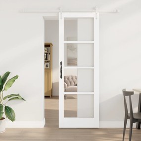 vidaXL Συρόμενη Πόρτα με Σετ Εξαρτημάτων Λευκή 73.5x211 εκ. Στερεό Ξύλο Πεύκο