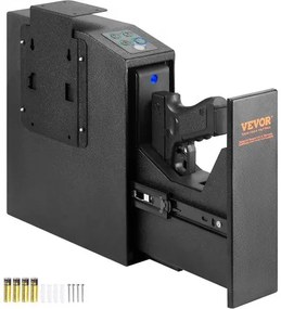 VEVOR Mounted Gun Safe for Pistols, Biometric Gun Safe with Three Quick Access Ways of Fingerprints, Passwords and Keys, Handgun Safe for 1 Pistol for Home, Bedside, Nightstand, Wall