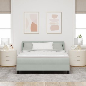 vidaXL Κρεβάτι Box Spring με Στρώμα Ανοιχτό Γκρι 160x200 εκ. Βελούδο