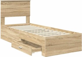 vidaXL Σκελετός Κρεβατιού Sonoma δρυς 75 x 190 cm Επεξεργασμένο Ξύλο