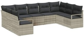 vidaXL Σετ Καναπέ Κήπου 9 pcs Ανοιχτό γκρι Πολυ ράταν