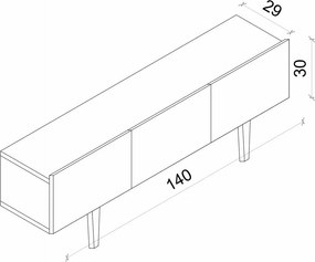 Έπιπλο Τηλεόρασης Μαύρο CLOPRE 140x29x20