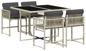 vidaXL Σετ Τραπεζαρίας Κήπου 5 τεμ. Αν. Γκρι Συνθ. Ρατάν με Μαξιλάρια