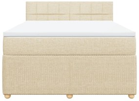 vidaXL Κρεβάτι Boxspring με Στρώμα Κρεμ 140x190 εκ. Υφασμάτινο