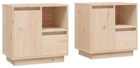 Κομοδίνα 2 τεμ. 50x34x50 εκ. από Μασίφ Ξύλο Πεύκου - Καφέ
