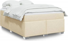 vidaXL Κρεβάτι Boxspring με Στρώμα Κρεμ 160x200 εκ. Υφασμάτινο