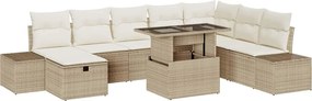 vidaXL Σετ Καναπέ Κήπου 9 pcs Μπεζ συνθετικό ρατάν