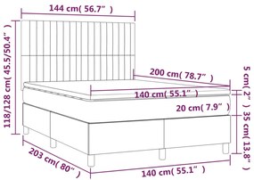 vidaXL Κρεβάτι Boxspring με Στρώμα Μαύρο 140x200 εκ. Βελούδινο