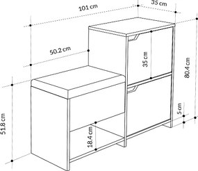 Παπουτσοθήκη Haven Megapap χρώμα sapphire oak - ανθρακί 101x35x80,4εκ.