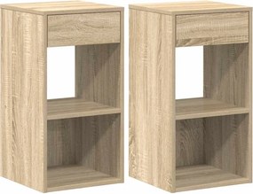vidaXL Κομοδίνα με συρτάρι 2 τεμ. Sonoma Δρυς 35x34x66,5 εκ.