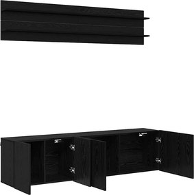 vidaXL Μονάδες TV Επιτοίχιο 6 pcs Μαύρη δρυς Επεξεργασμένο ξύλο