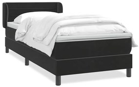 vidaXL Κρεβάτι Boxspring με Στρώμα Μαύρο 80x220 εκ. Βελούδινο