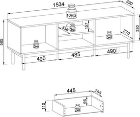 Έπιπλο τηλεόρασης Bliss-Leuko - 153.00Χ39.00Χ56.60cm