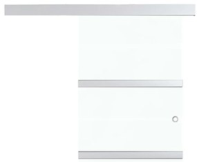 vidaXL Συρόμενη Πόρτα Ασημί 76x205εκ. Γυαλί ESG/Αλουμίνιο Μαλακά Στοπ