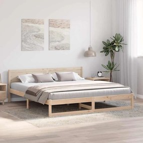 vidaXL Σκελετός Κρεβατιού Καφέ 200 x 200 cm Μασίφ ξύλο πεύκου