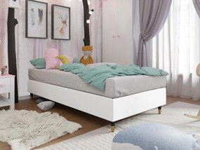 Κρεβάτι continental Logan 108, Μονόκλινο, Continental, Άσπρο, 90x200, Οικολογικό δέρμα, Τάβλες για Κρεβάτι, 90x200x47cm, 46 kg, Στρώμα: Ναι