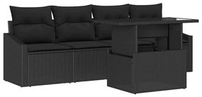 vidaXL Σετ Καναπέ Κήπου με μαξιλάρι 5 pcs Μαύρο 100 x 55 x 73 εκ