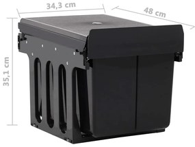 vidaXL Κάδος για Ντουλάπι Κουζίνας Συρόμενος 48 Λίτρων με Soft-Close