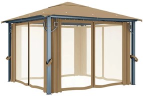 vidaXL Κιόσκι με Κουρτίνα Taupe 300 x 300 εκ. Αλουμινίου