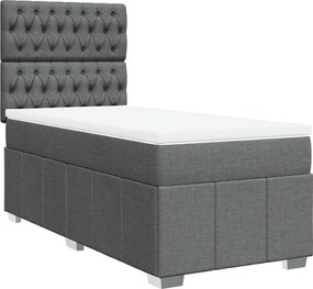 vidaXL Κρεβάτι Boxspring με Στρώμα Σκούρο Γκρι 80x200 εκ. Υφασμάτινο