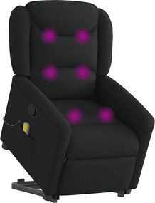 vidaXL Πολυθρόνα Μασάζ Ανακλινόμενη με Ανύψωση Μαύρη Υφασμάτινη