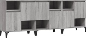 vidaXL Ντουλάπι 3 τεμ. Γκρι Sonoma 60x35x70 εκ. από Επεξεργασμένο Ξύλο