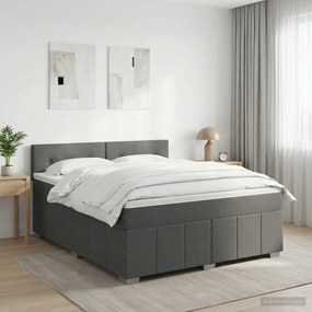 vidaXL Κρεβάτι box spring με στρώμα Σκούρο Γκρι 140 x 190 cm Ύφασμα