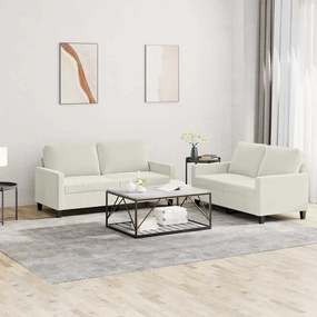 vidaXL Πολυθρόνες Σετ 2 Τεμαχίων Κρεμ από Βελούδο με Μαξιλάρια