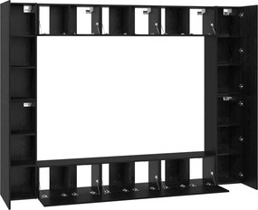 vidaXL Σετ επίπλου τηλεόρασης 10 pcs Μαύρη Οξυά Επεξεργασμένο Ξύλο