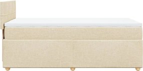 vidaXL Κρεβάτι Boxspring με Στρώμα Κρεμ 90x200 εκ.Υφασμάτινο