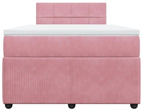 vidaXL Κρεβάτι Boxspring με Στρώμα Ροζ 120x200 εκ. Βελούδινο