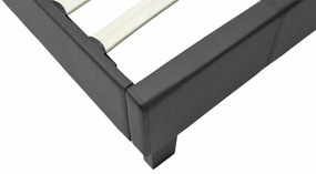 Κρεβάτι Nevil pakoworld μονό 100x200 PU χρώμα μαύρο ματ με ανατομικές τάβλες
