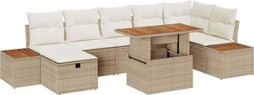vidaXL Σετ Καναπέ Κήπου 8 pcs Μπεζ συνθετικό ρατάν