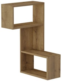 Ραφιέρα τοίχου γωνιακή Part Megapap χρώμα ανοιχτό καρυδί 47x20x82εκ.