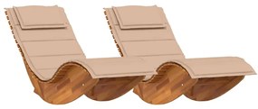 vidaXL Ξαπλώστρα 2 pcs Καφέ 60 x 154 x 74εκ Μασίφ ξύλο ακακίας