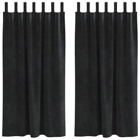 vidaXL Κουρτίνες με κουρτίνες 2 pcs Μαύρο 140 x 175 cm Βελούδο